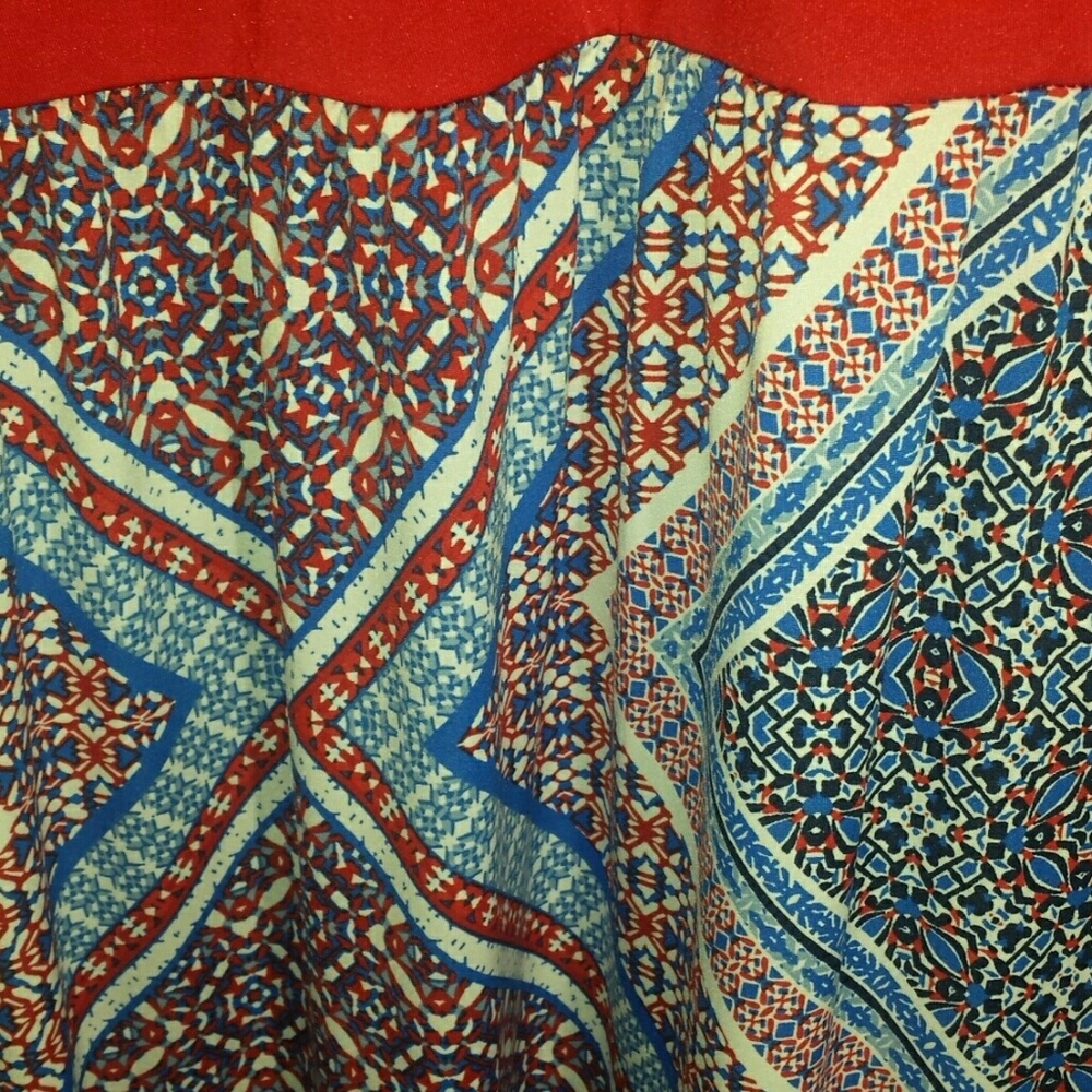 Ashley Stewart Maxi Dress Red Blue Print - Picture 5 of 8